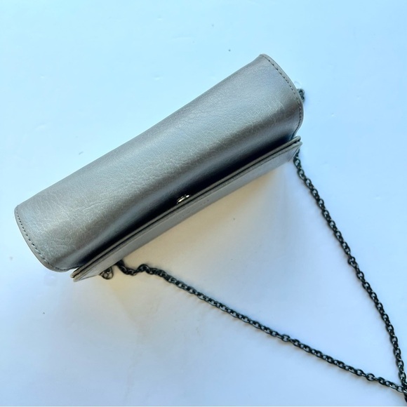 MATT & NATT GREY CROSSBODY BAG METALLIC STRAP VEGAN LEATHER SMALL  SHOULDER BAG - Picture 9 of 11